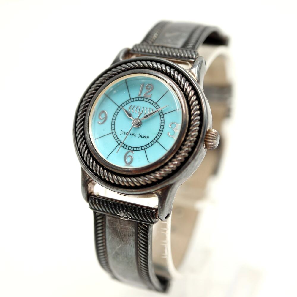 Ecclissi Sterling Silver 925 Womens 29mm Watch Bracelet Leather w New Battery